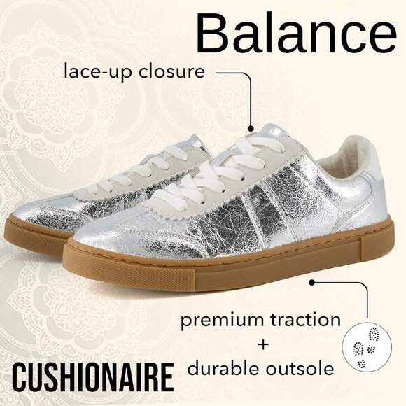 Women's Sneakers Faux Leather Memory Foam Slip Resistant Outsole Casual Shoes - Picture 6 of 9